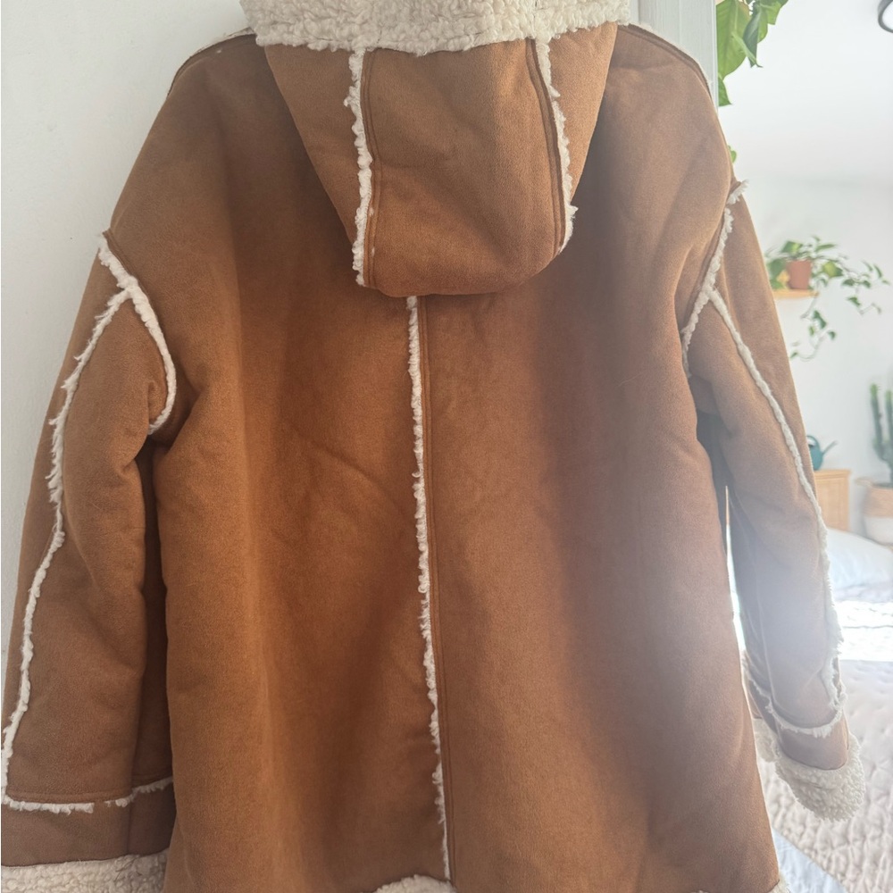 Cider Brown and White Boho Shearling Jacket - Picture 5 of 5